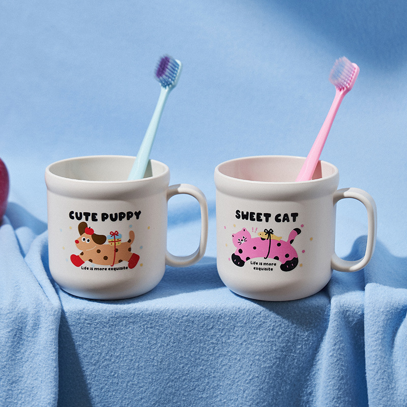 Taza de enjuague bucal linda taza de lavado de dientes para niños de alto valor para el hogar linda taza de cepillo de dientes para perros de leche de grado alimenticio para estudiantes pequeños
