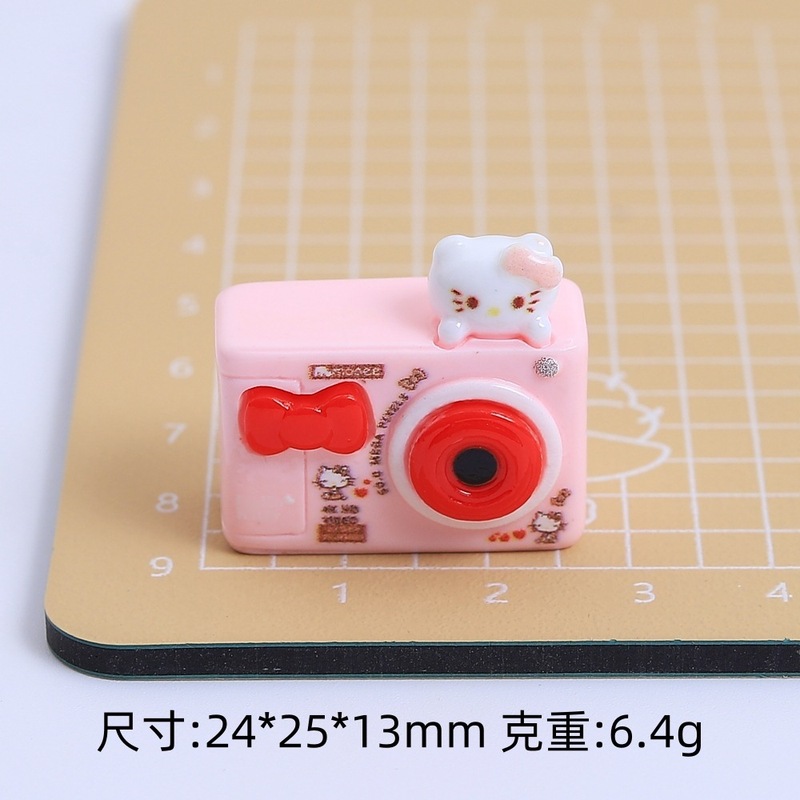 かわいい立体ニャンニャンカメラアニメdiyアクセサリークリーム樹脂小物穴靴バックル材料|undefined