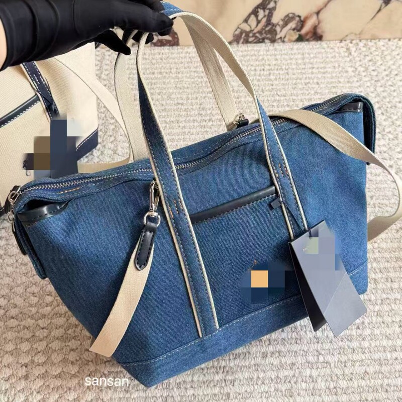 Japanese Polo Canvas Bag Exhibition Tote Handbag Pure Cotton 16-Ounce Canvas with Logo Patchwork Bottom Commuter Bag