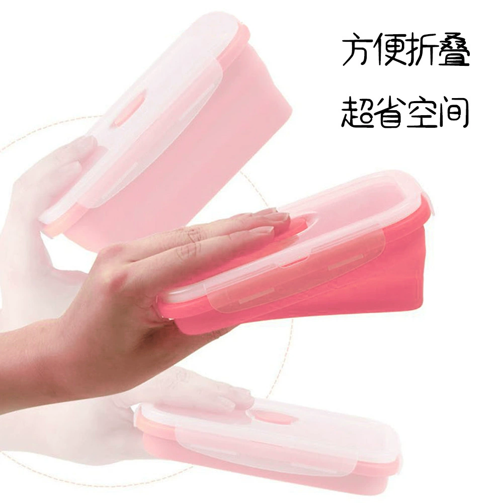 Foldable Silicone Lunch Box, Platinum Silicone + PP, Microwave Safe, 355–1200 ml