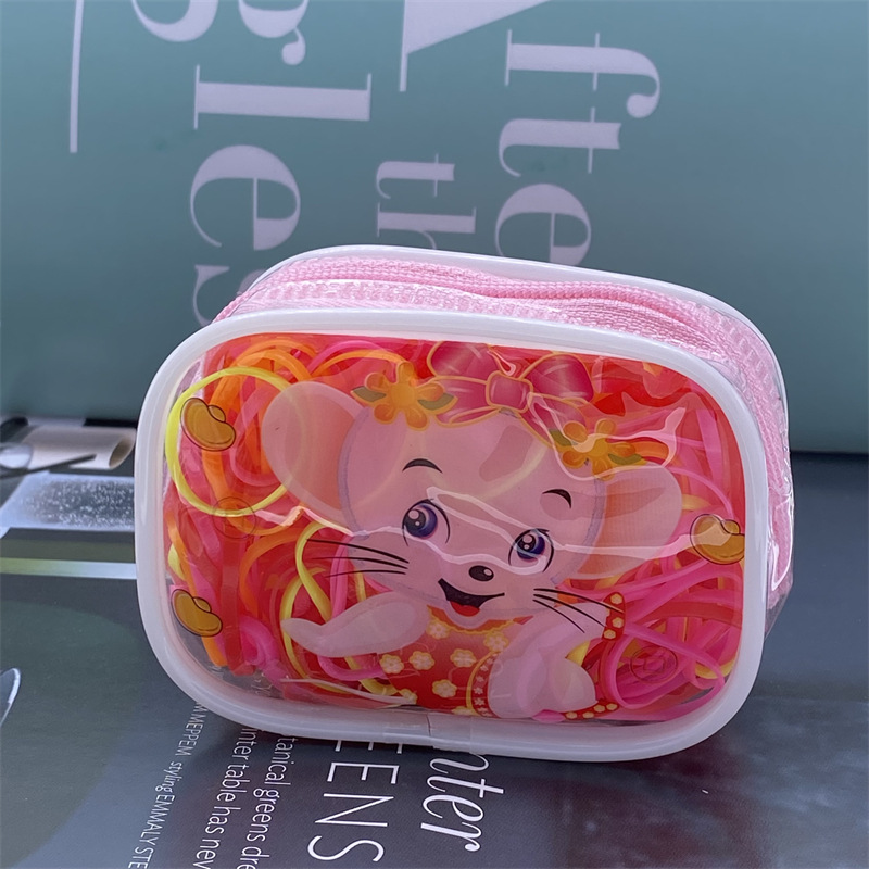 Bolsa de estilo coreano embalaje banda de goma desechable color Banda de goma para niños fuerte tirón constantemente banda de pelo negro cuerda de pelo al por mayor
