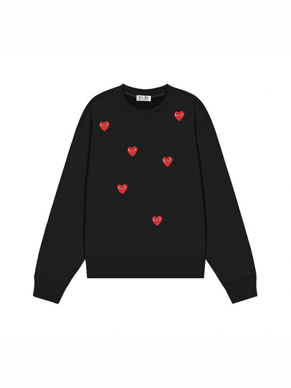 Comme des Garcons川久PLAY刺绣爱心秋冬季长袖圆领毛圈卫衣 男女|undefined