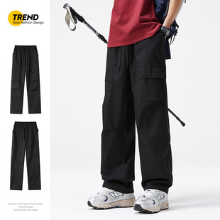 Summer New Japanese-Style Outdoor Trendy Wide-Leg Casual Pants for Men, Loose Sports Parachute Pants, Versatile Straight-Leg Cargo Pants