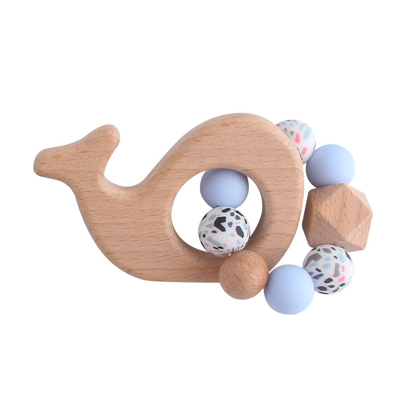 Bebé DIY creativo haya chupete clip pezón Cadena de leopardo perlas silicona Beech animal juguete teether palo