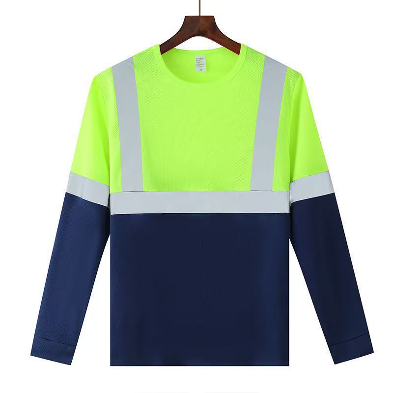 夏季速干反光POLO衫工地建筑安全工作服跨境长短袖t恤工装印LOGO