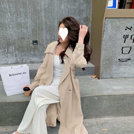 风衣外套女春秋2026新款韩版宽松休闲复古英伦风气质垂感过膝大衣