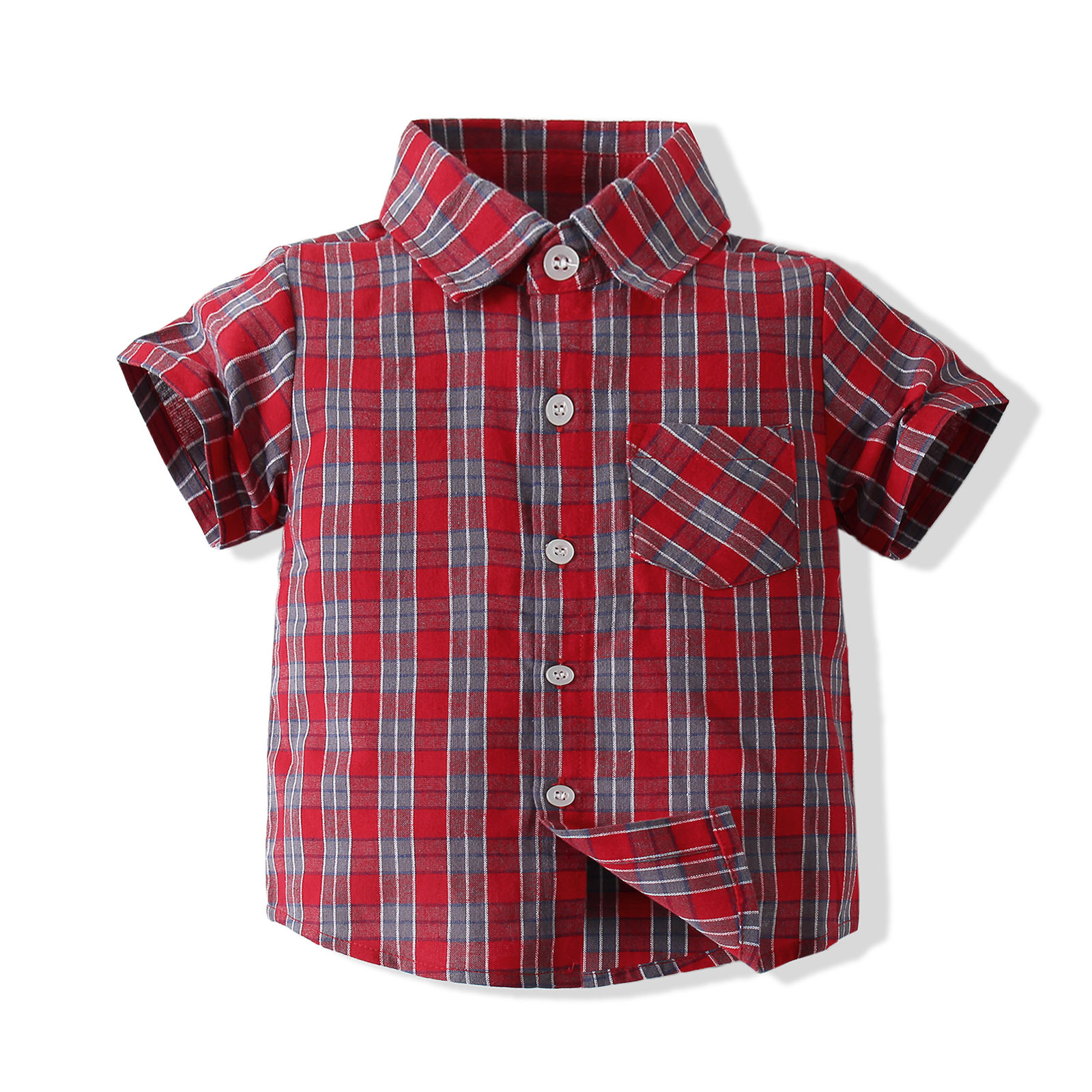 Baby Summer New Suit Boy Short-sleeved Plaid Shirt Pants Children's Clothing