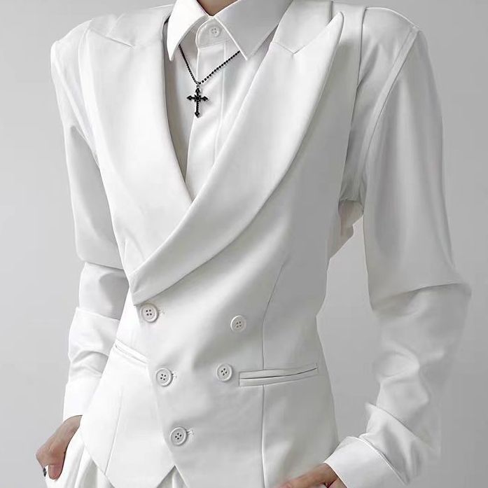 黑色西装马甲外套女修身高级感西服马夹背心春秋上衣收腰气质坎肩|undefined