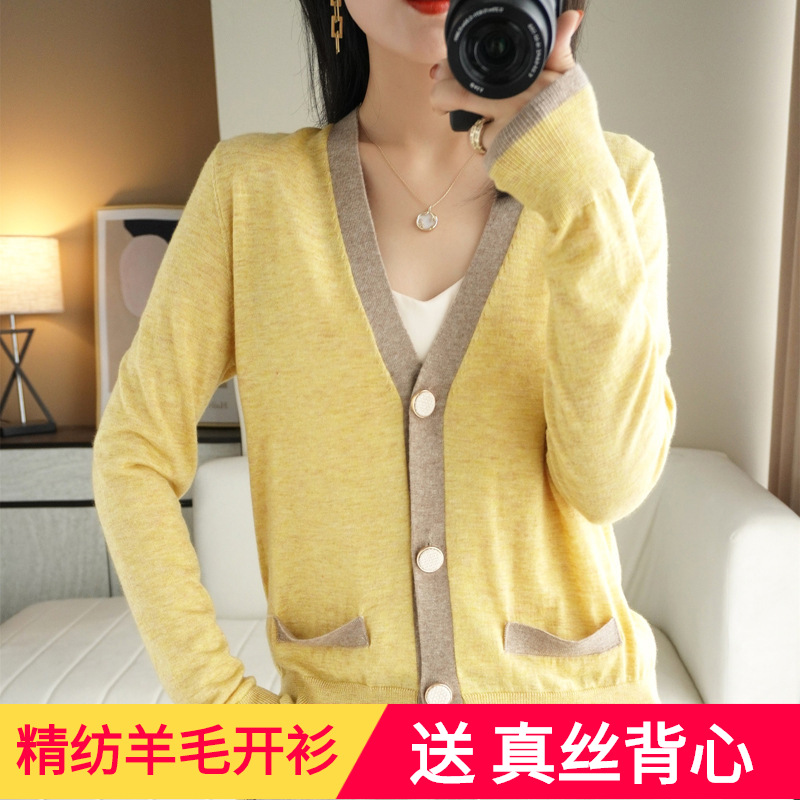 Wool Knitted Cardigan Women's Short Coat 2022 New Style Autumn Thin Style Outer Cape Coat Sweater Air Conditioner Sweater