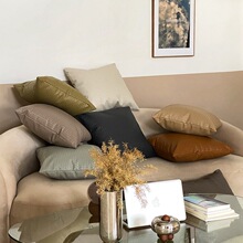 现代简约沙发抱枕编织纹皮革高级感客厅高档轻奢床头靠枕靠垫纯色
