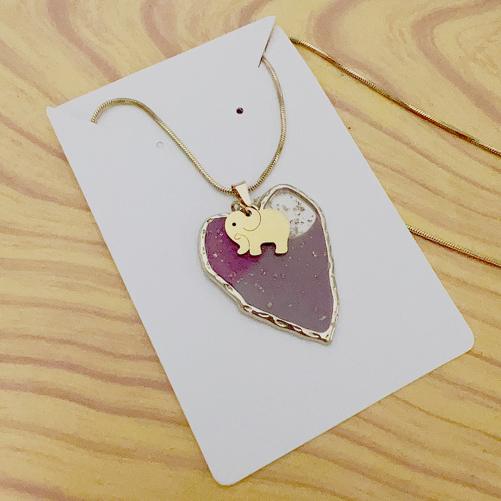 Fashion Animal Heart Shape Butterfly Stainless Steel Epoxy Pendant Necklace Colorza_colorza_5