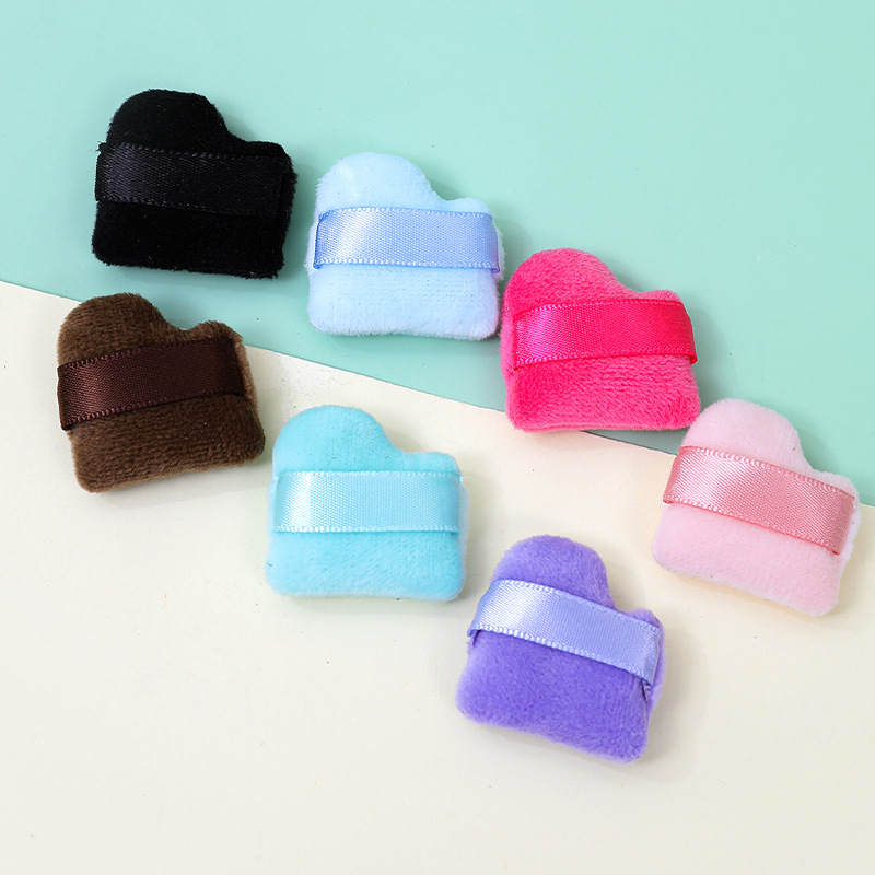 Personalizada inclinada polvo de dedo flocado suave polvo de polvo de polvo de maquillaje suave no comer polvo esponja cojín de pulgar