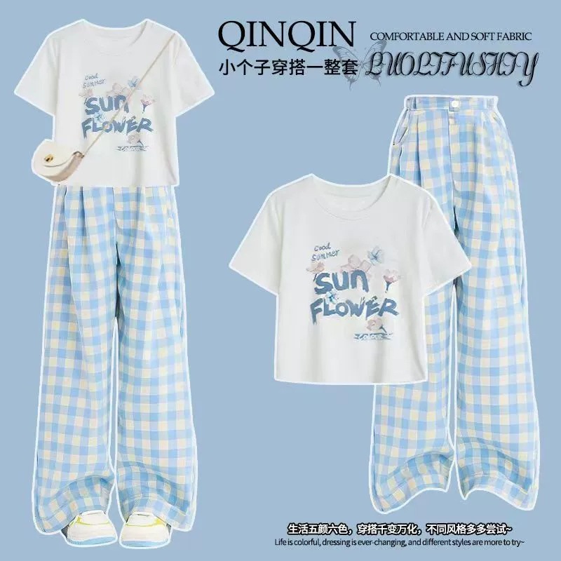 Girls' suit 2025 Summer New Casual Girls' Middle and Big Kids T-shirt suit Two-piece Set