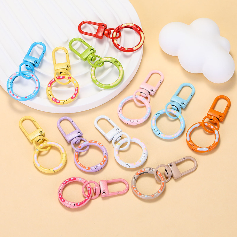 Candy-Colored Painted Rotating Door Buckle with Donut Spring Buckle DIY Jewelry Accessories Keychain Doll Small Pendant