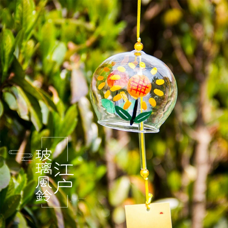 Японский стиль прозрачный вишневый цвет ручной работы стеклянные колокольчики ветра свежие украшения креативные украшения для спальни украшения для мужчин и женщин