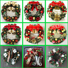 Christmas wreath 30CM front door wreath door hanging decorations pendant PVC rattan circle rattan Amazon cross-border hot sale