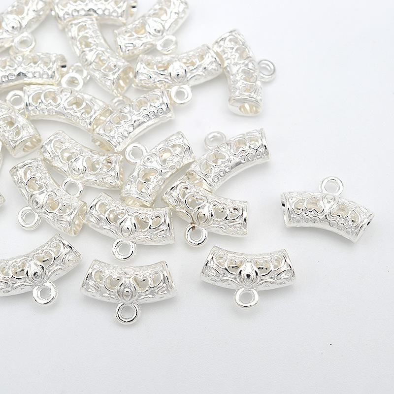 Bright Silver Hollow Tee Bracelet Bracelet Accessories Alloy Jewelry Material Pendant Connection Buckle Handmade DIY Accessories