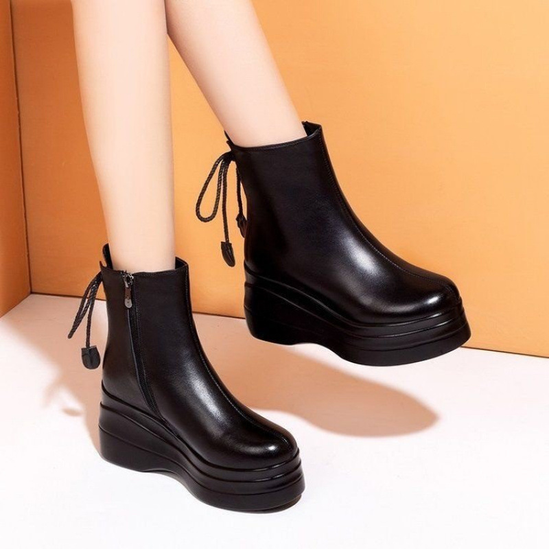 New Fashion Genuine Leather Thick-Soled Martin Boots for Women, 2025 Winter New High-Heeled Platform Wedge Boots New Fashion Genuine Leather Thick-Soled Martin Boots for Women, 2025 Winter New High-Heeled Platform Wedge Boots