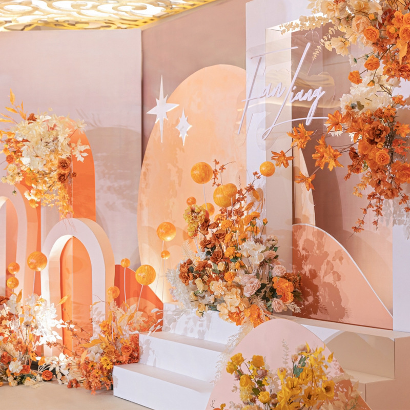 オレンジ造花結婚式結婚式会場レイアウト小道具手持ち花造花花束講堂装飾造花卸売|undefined