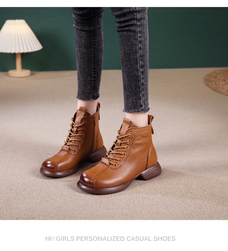 Women's Basic Vintage Style Solid Color Round Toe Martin Boots display picture 2