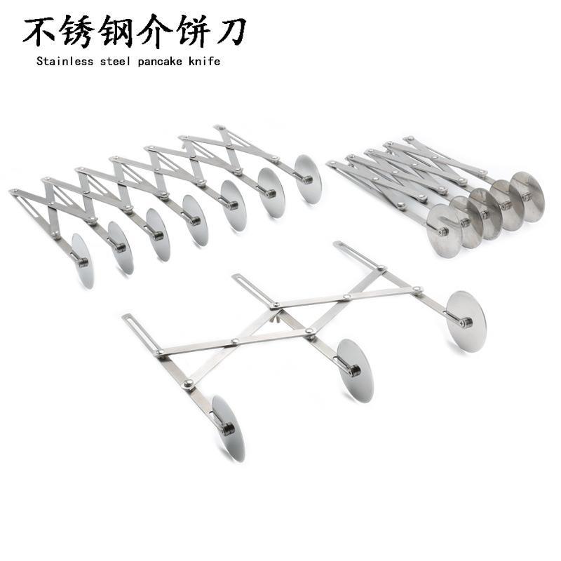 En stock de acero inoxidable cuchillo de pizza retráctil multi-Rueda de aceite palo cuchillo rodillo cortador de fideos comercial cortador de fideos dispensador de la torta