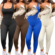 H 12179 Ribbed Square Neck Yoga Bodysuit �ݼy���I�B�w��