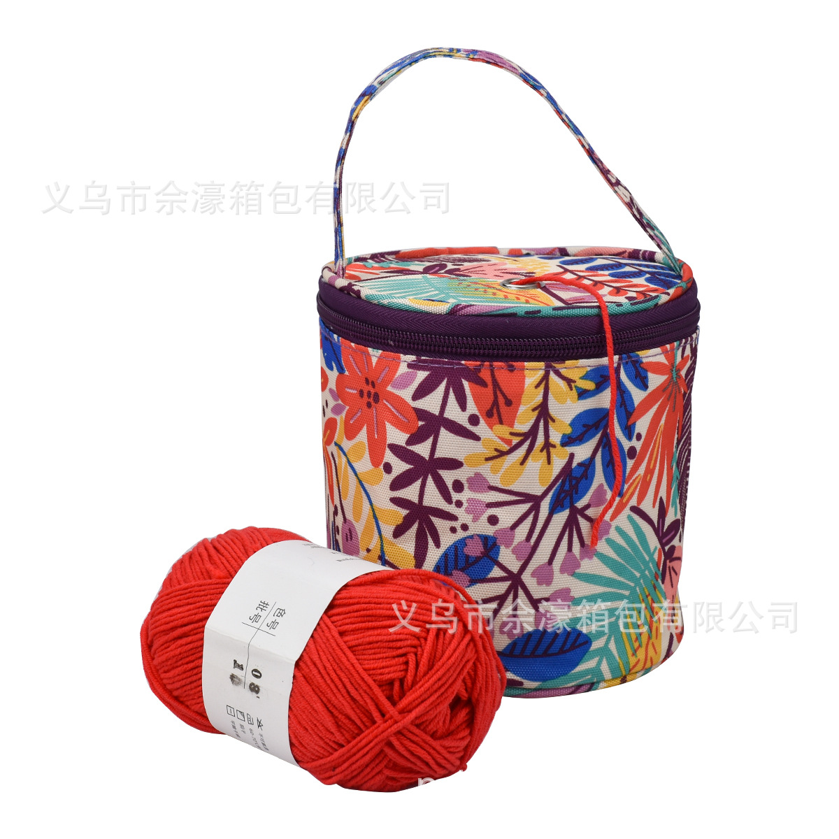 Bolsa de Almacenamiento de Hilo Portátil, Estilo Peonía Verde, para Manualidades, Impresa, Tipo Cubo, de Poliéster, Tamaño Pequeño, Novedad 2025