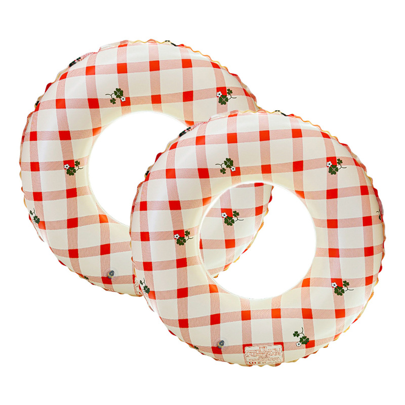 Swimming Ring, Swimming Pool Water Toy, Adult and Children's Plaid Flower Swimming Ring, Thickened Sports Lifebuoy, Armpit Swimming Ring