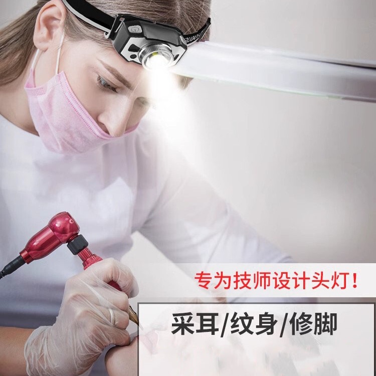 Ear-Picking Headlight Spotlight, Professional Medical Lamp, Beauty Tattoo Pedicurist Special Lamp, Lightweight Sensor Head-Mounted Lighting