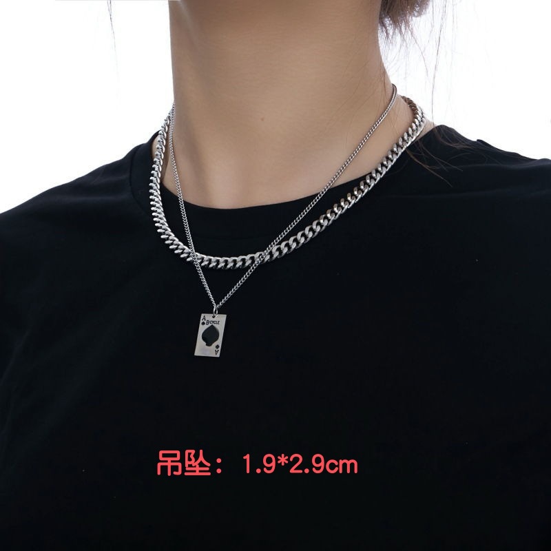 Collier croix double couche pour homme, style hip-hop européen et américain, tendance Instagram, design de niche, cubain_voghion.com