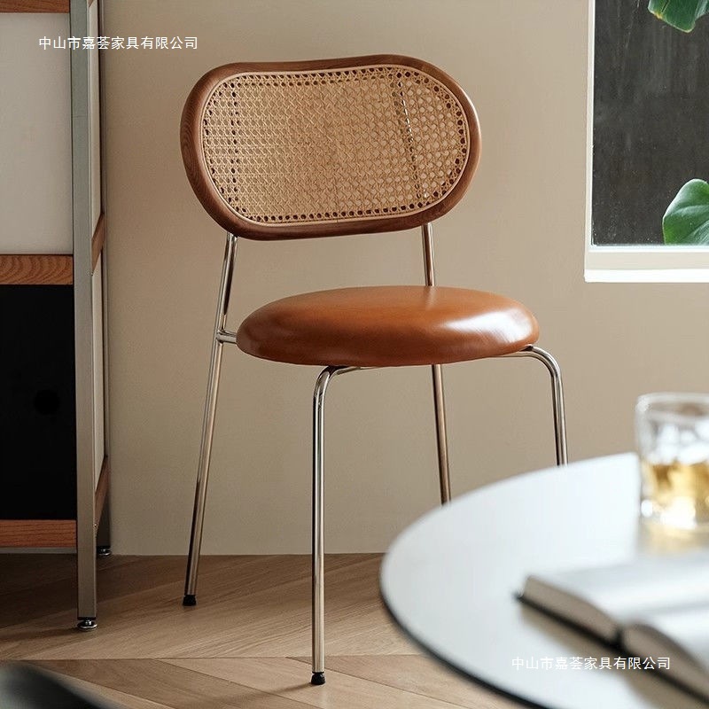 Nordic Cream Internet Celebrity Ins Home Vintage Imitation Rattan Chair Simple Balcony Leisure Backrest Chair Retro Chair Dining Chair