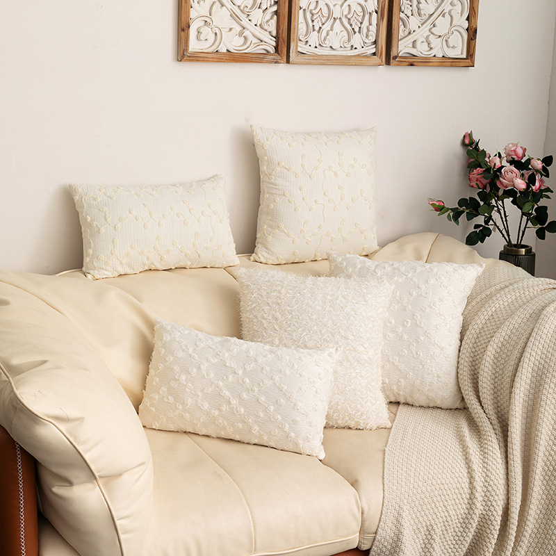 Nuovo bellissimo copricuscino per cuscino con fiore di rosa stereo in pizzo bianco per la stagione delle nozze, decorazione per la casa, copricuscino per divano_voghion.com