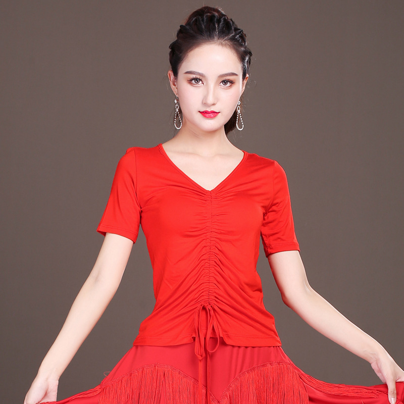 2021 Summer New Short Sleeve Latin Dance Top Modal Dance Clothes Dancing Clothes