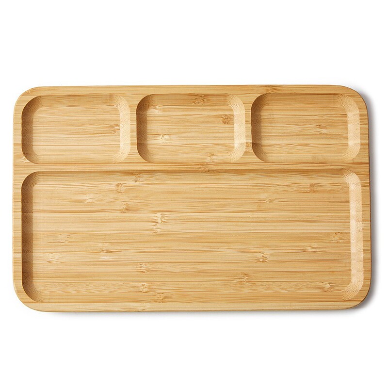Cross-border bamboo and wood children's food plate rectangular partition plate snacks baking plate snacks refreshment fruit plate tray plate