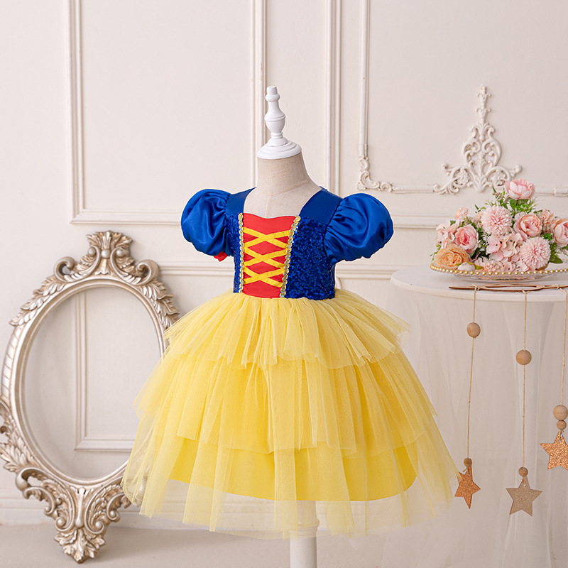 Snow White Princess Dress Girls New Dress Fairy Fashion Internet Popular Style Mesh Girl Children's Dress Summer