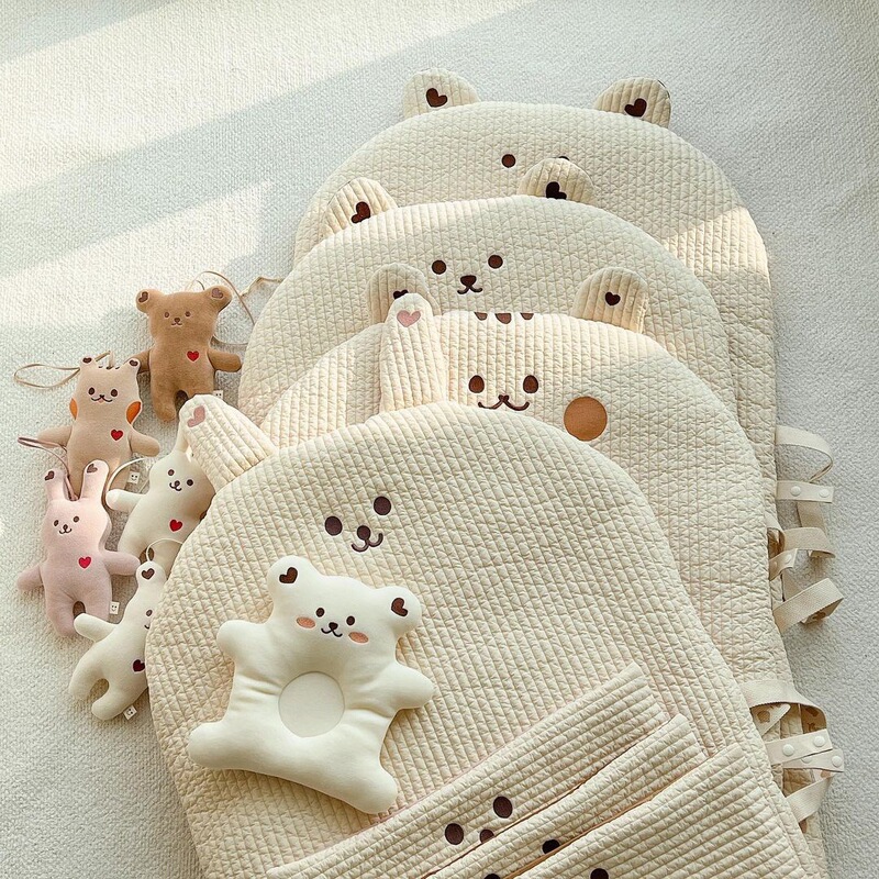 Ins2022 New Baby Embroidered Cotton Double-Sided Mattress Kidsren's Kindergarten Nap Portable Foldableing Mat