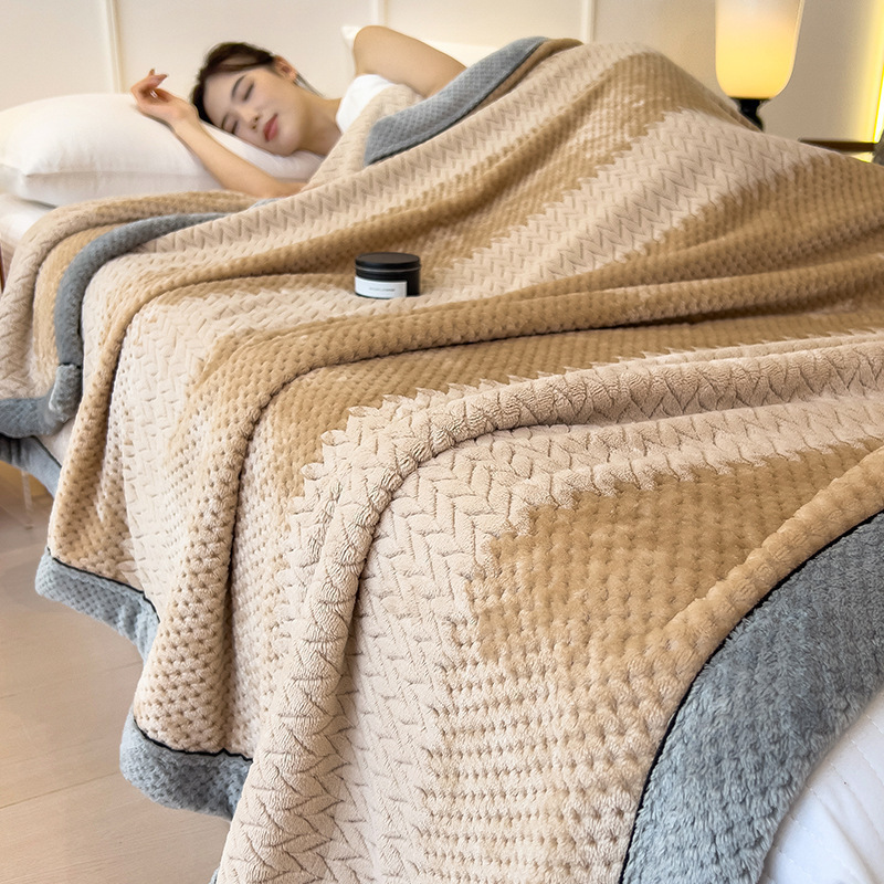 Invierno de leche gruesa manta de lana de coral sábanas de cama pequeña manta de oficina siesta manta de sofá doble
