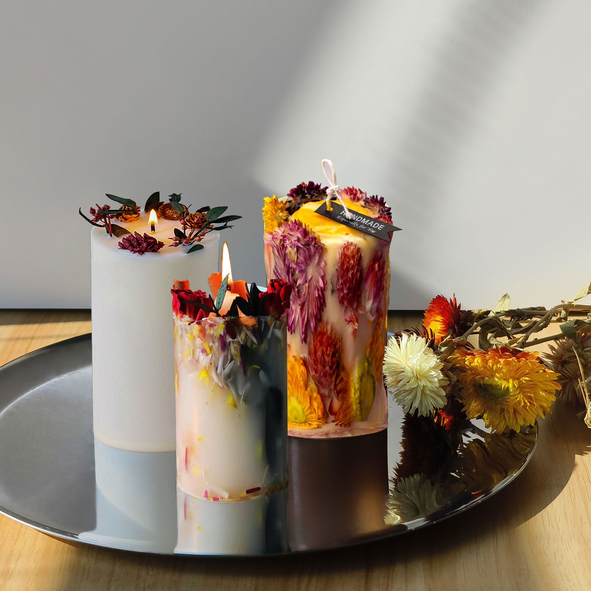 cristal goteo cilíndrico molde de silicona DIY vela de flores secas columna tridimensional resina adornamiento accesorios abrasivos