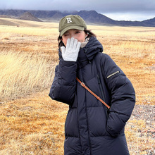 羽绒棉服女2024冬新款韩版中长款棉衣女字母加厚女士棉袄外套潮