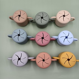 Cross-border new silicone snack cup environmentally friendly food grade silicone drop-resistant cup portable binaural baby snack bowl
