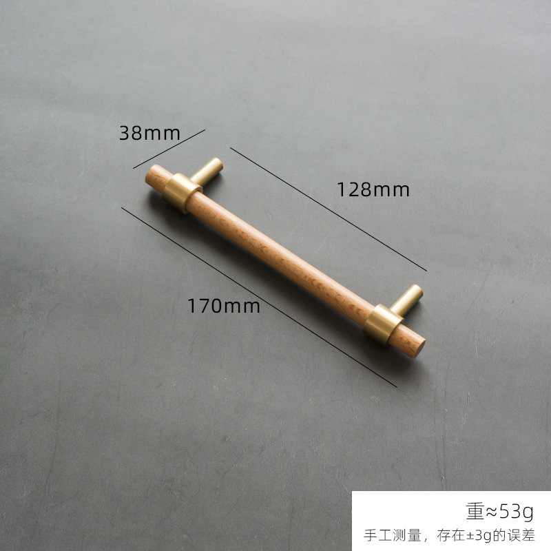 Nogal simple latón mango nuevo chino nogal muebles puerta armario hardware manija doble agujero