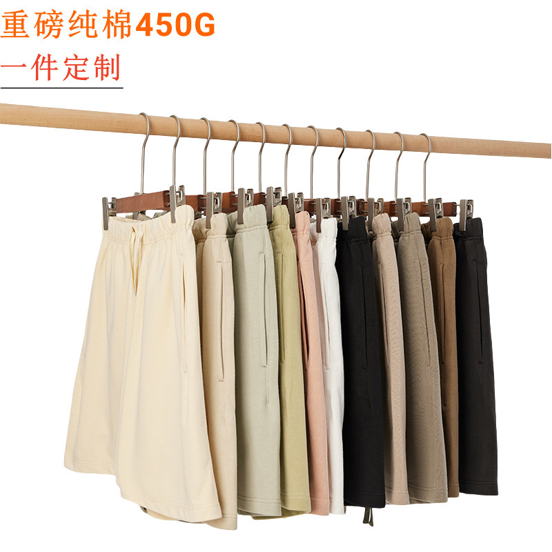 Cross-border heavyweight 450G cotton terry shorts men's sports retro pants casual loose wholesale generation custom