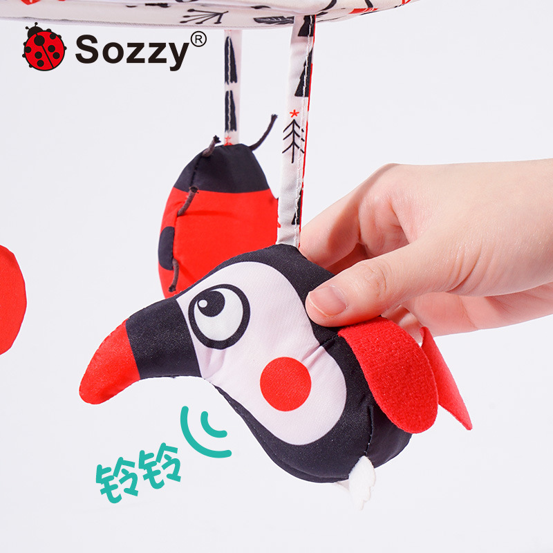 Sozzy música paraguas carro colgante bebé calmar espejo de carro espejo bebé torno colgante juguete
