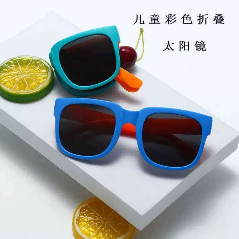 2025新款夏季儿童女PC材质折叠四方方框防晒太阳镜小清新甜美风格