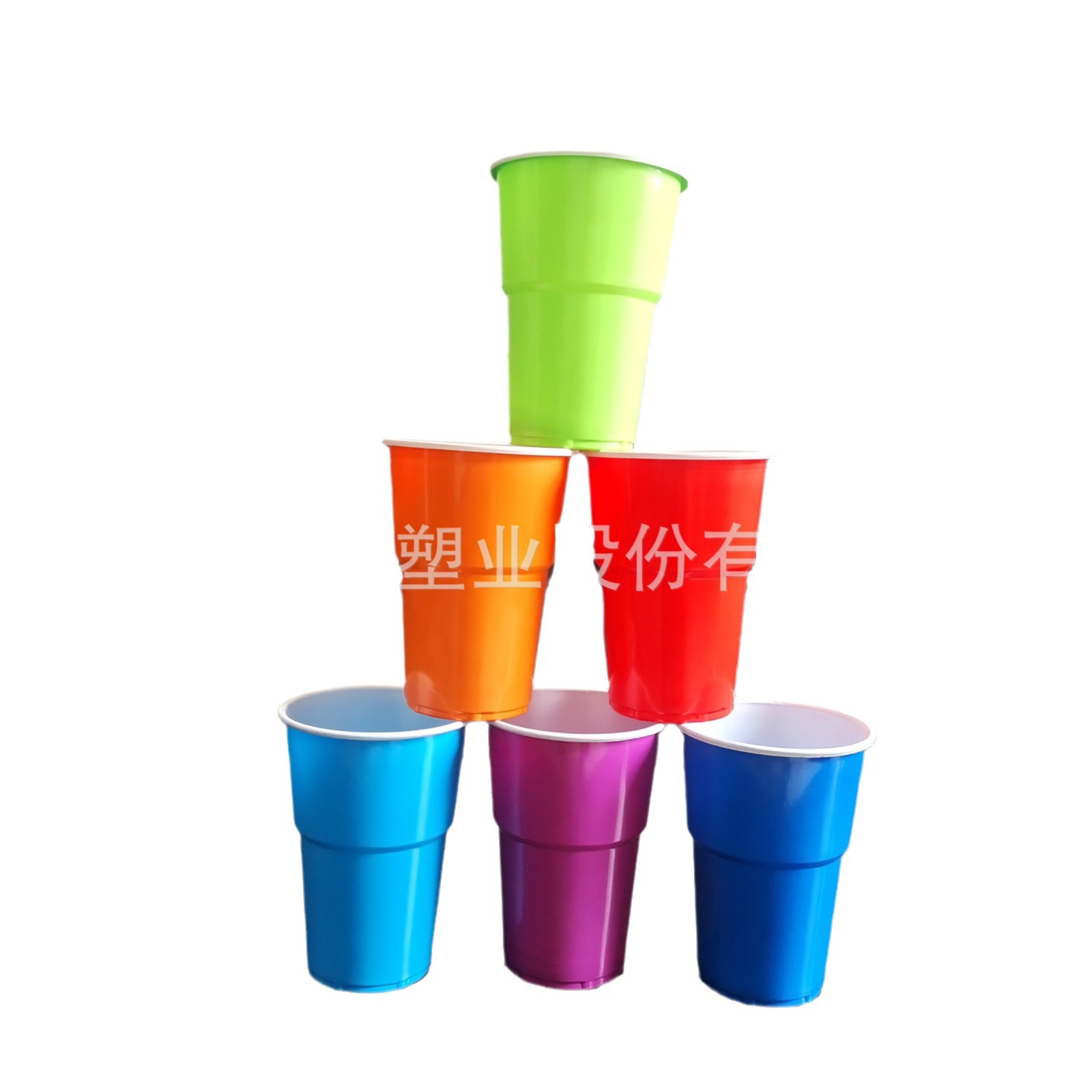 500ml 一次性塑料杯pp杯彩色双色杯颜色多样微波炉可使用杯游戏杯