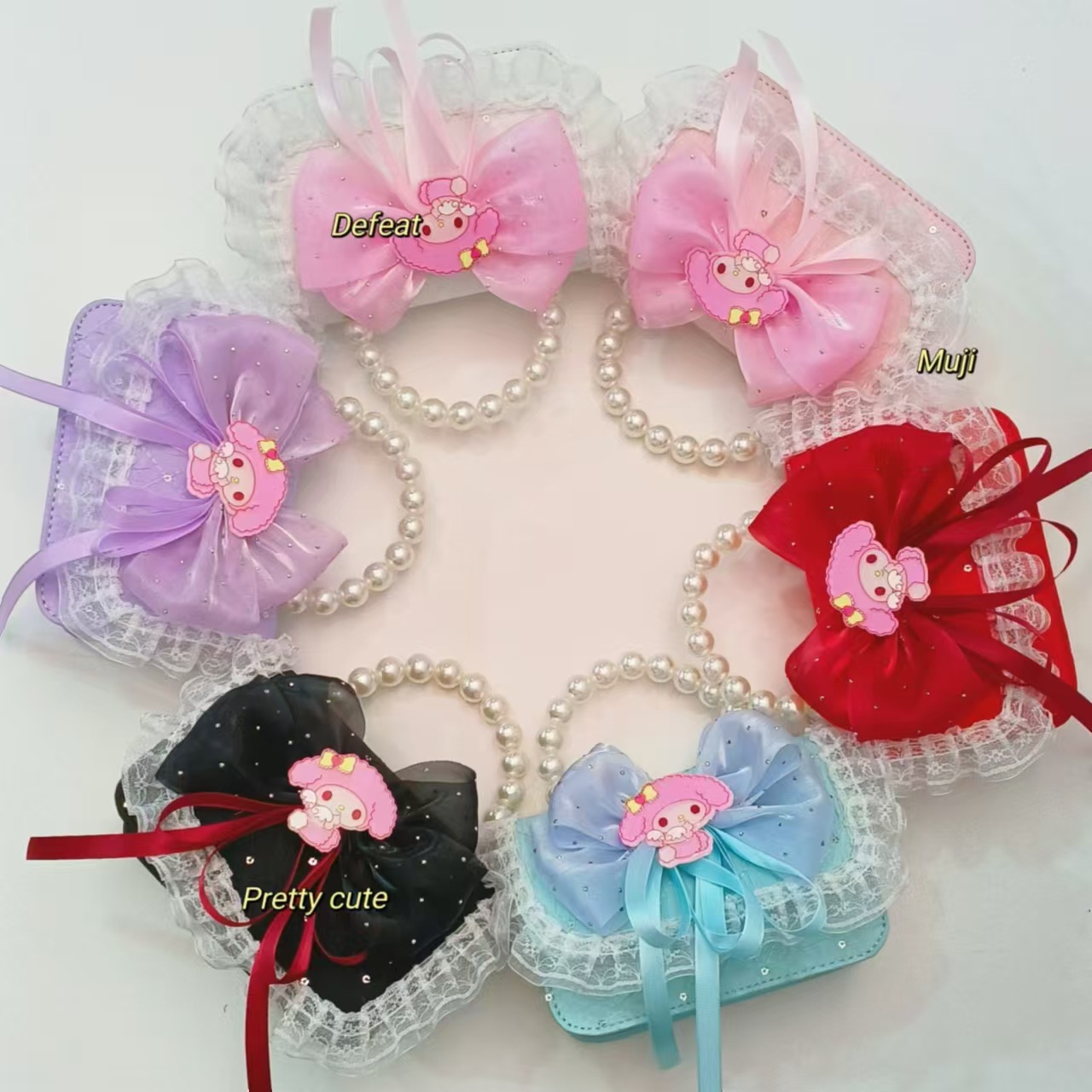 Melody bolso de perlas bolso de mochila accesorios bolso pequeño bolso de cadena bolso de arco encaje bolso de cadena para niños moda