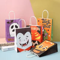 В наличии Поставка Amazon Hot Products Крафт-бумага Подарочная сумка на Хэллоуин Мультфильм Праздничная упаковка Сумка для покупок