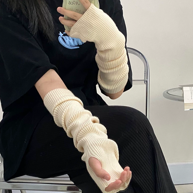 Женские осенне-зимние перчатки с открытыми пальцами для сенсорного экрана [JYSQ] в стиле ins, теплые вязаные шерстяные перчатки с коротким рукавом