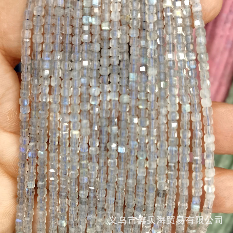 2.5*2.5mm天然石小方珠散珠方糖珠彩碧璽いちご晶紫晶方糖方粒ビーズ|undefined