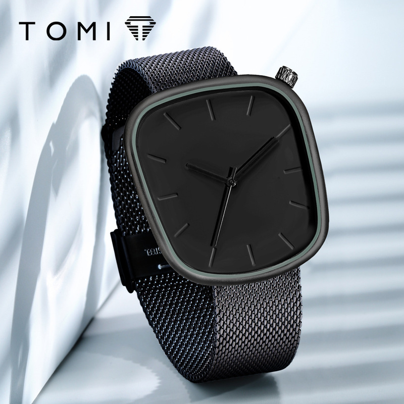[New Product Launch] Tomi Graduated Pebble Watch Quartz Fashionable Men's and Women's Belt Watch Mesh Belt Watch Simple
